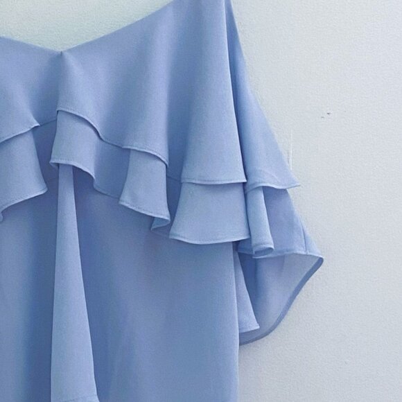 No tag - Zara, Flowy, Thin Straps, Lightweight, Ruffle, Light Blue, Top - Size M - Picture 3 of 6